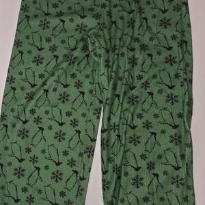 Green Pajama Pants with Penguin Print